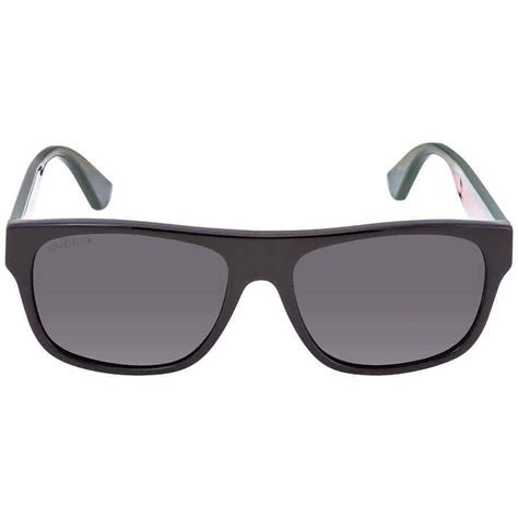 Gucci Polarized Grey Rectangular Men's Sunglasses GG0341S 